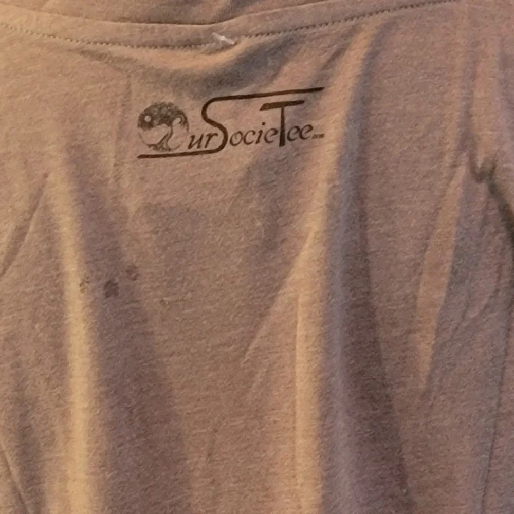 Our SocieTee Womens Boho‎ Graphic T-Shirt Sequin Feather Detail Taupe Size M